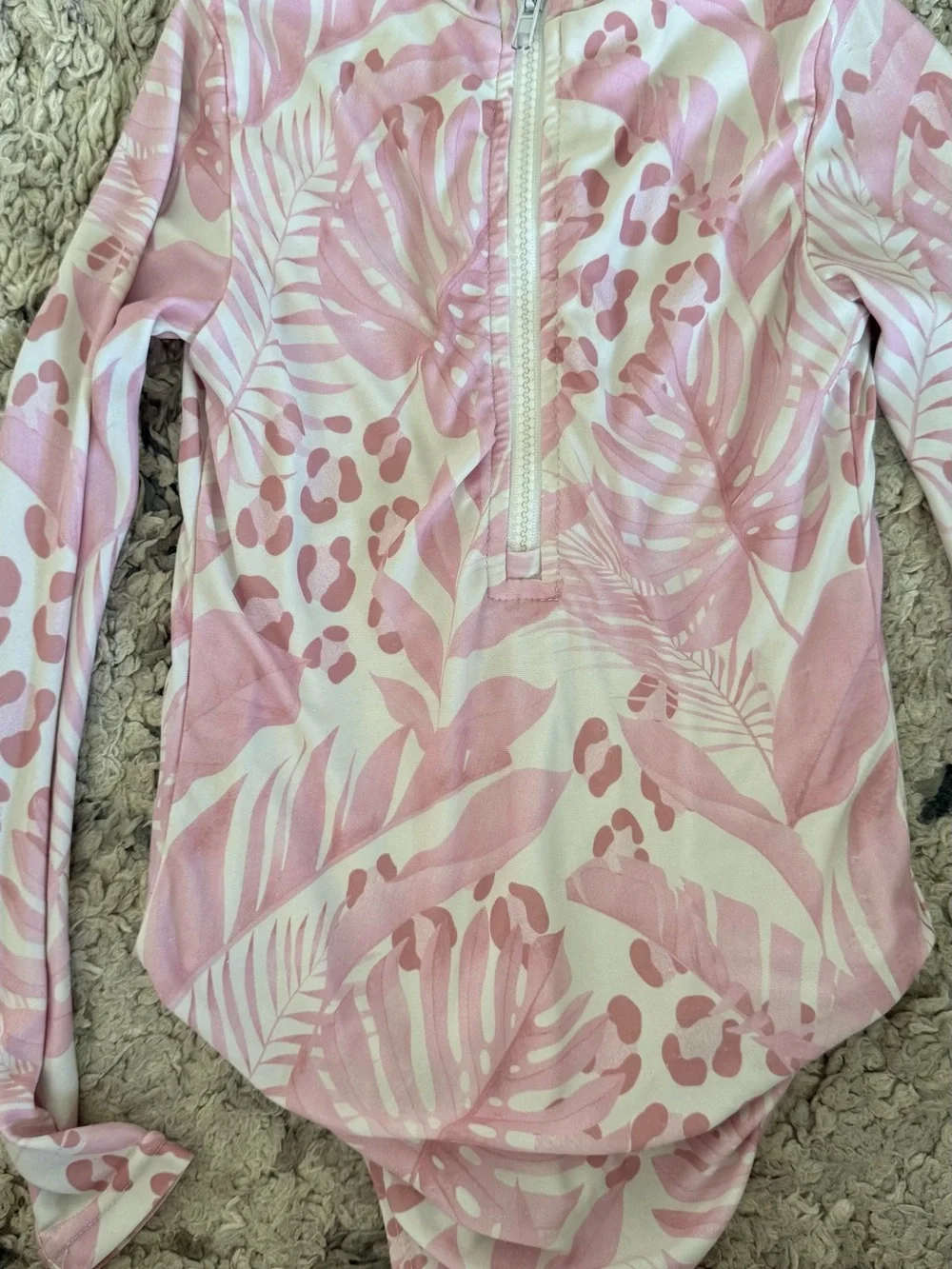 Kids Pink Long-Sleeve One-Piece Swimsuit